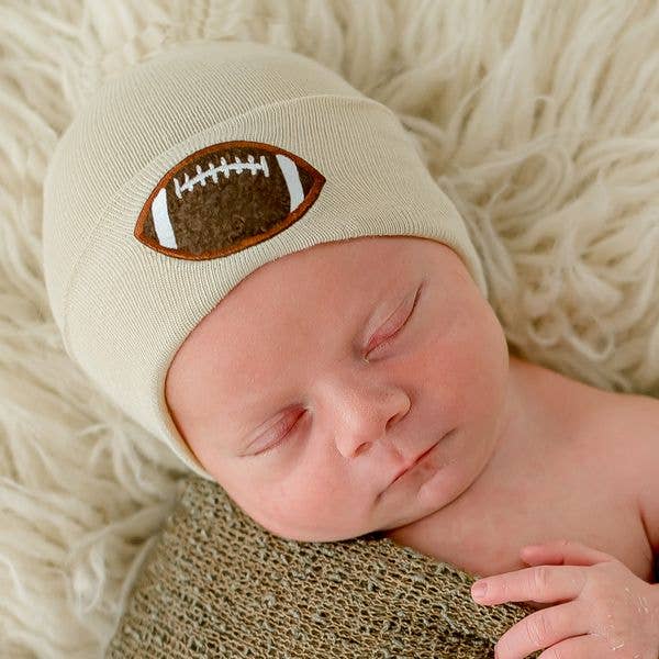 Chenille Football Patch Newborn Boy Hat Hospital Hat