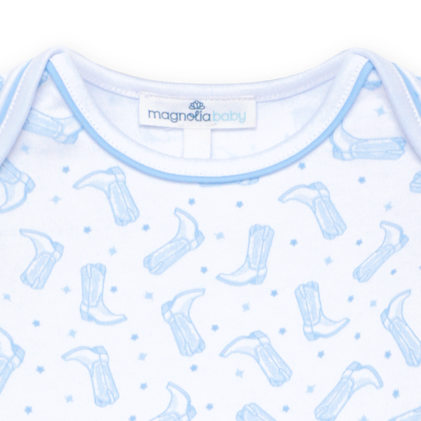 Darling Cowboy Boots Print Bodysuit - Light Blue