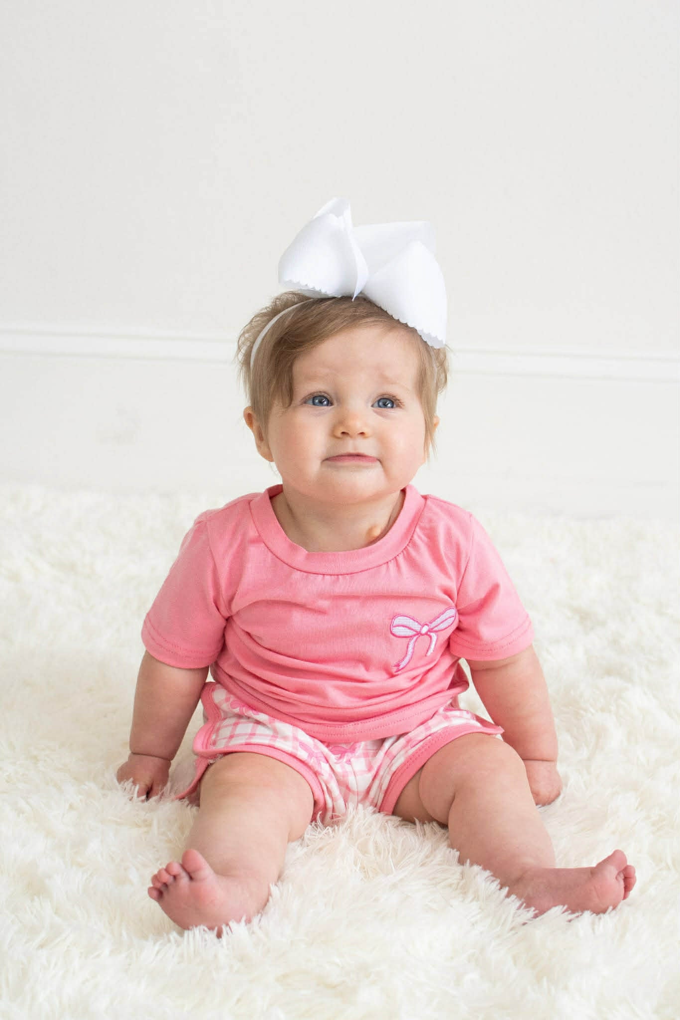 Pink Bow Plaid Short Set