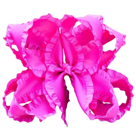 Hot Pink Double Ruffle Hair Bow