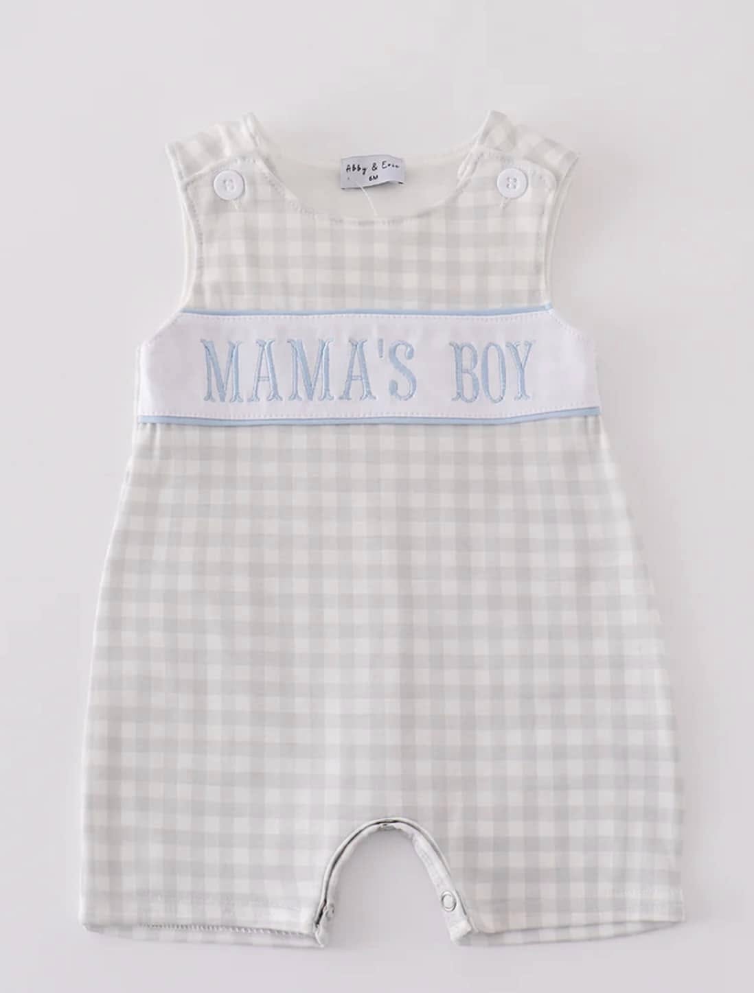 Mama’s Boy Gingham Jon Jon - Gray/Blue