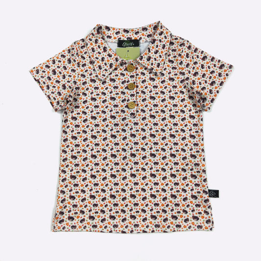Thanksgiving Turkey Boy Collar Shirt