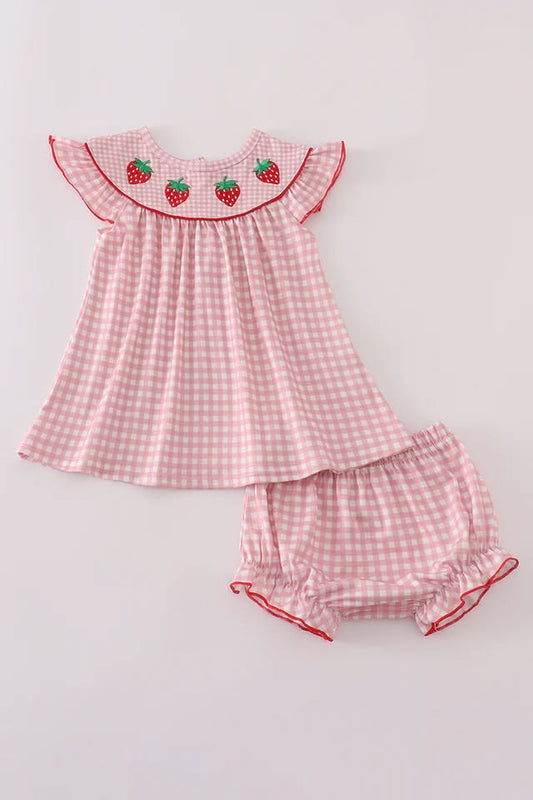 Sweet Strawberry Gingham Set