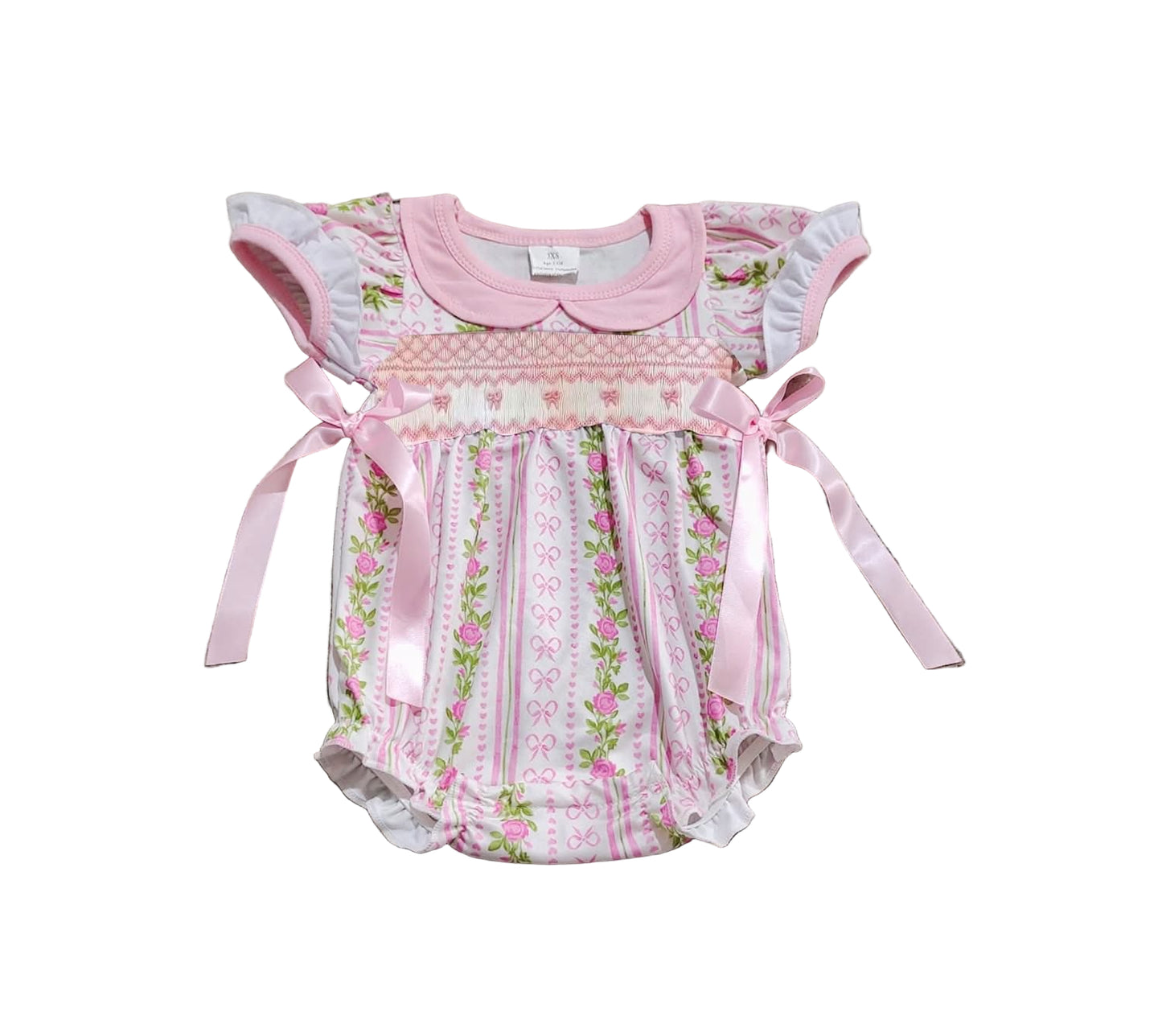 Rosebud Ribbons Smocked Romper