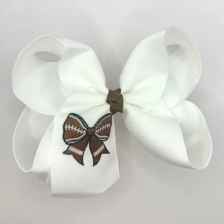 Football Embroidery Bow 5.5"