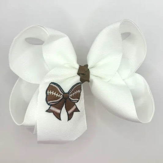 Football Embroidery Bow 5.5"