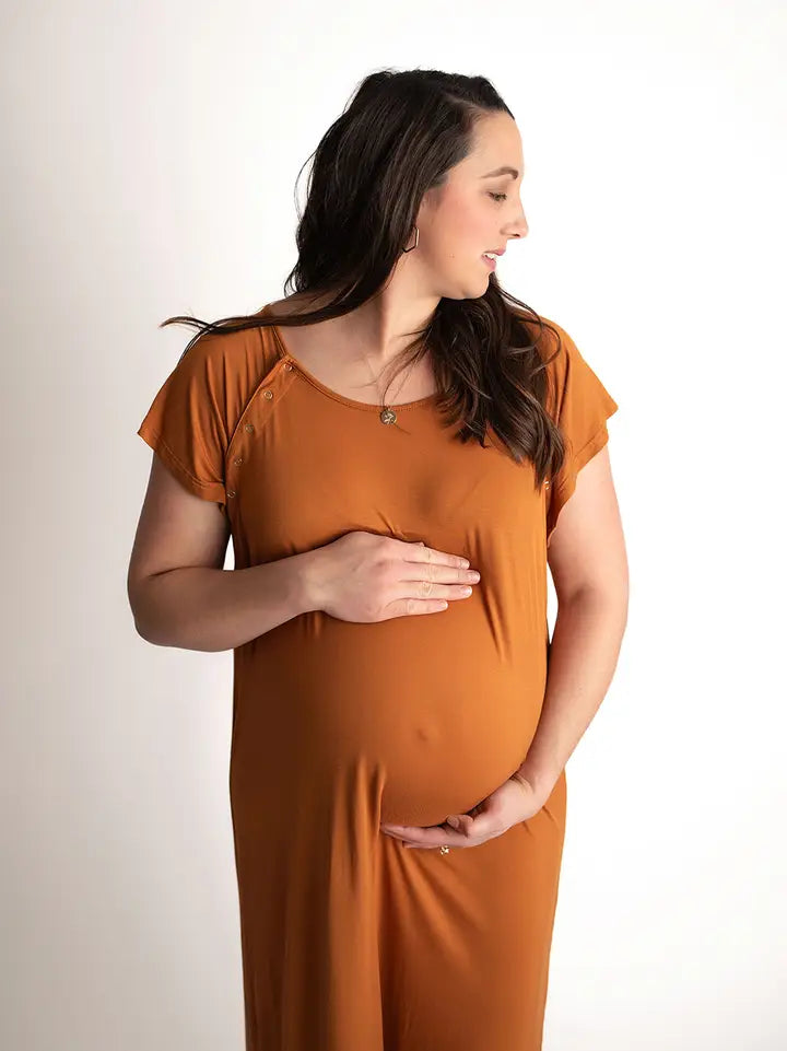 Saddle Orange Western Mommy Labor & Delivery/ Nursing Gown