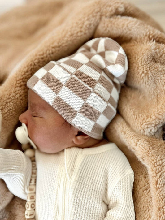 Baby's First Hat®, Tan/Warm White Checkerboard