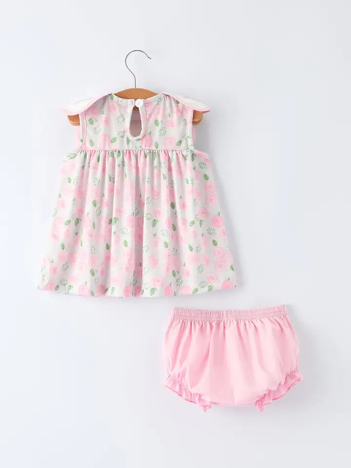 Pink Floral Cross Diaper Set