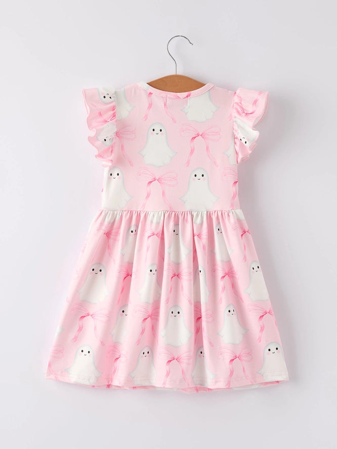 Halloween Pink Ghost Bow Flying Sleeve Dress (ETA: mid/late July)