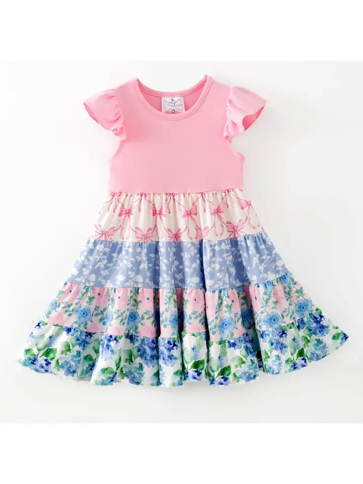 Pink Floral Tiered Spring Dress