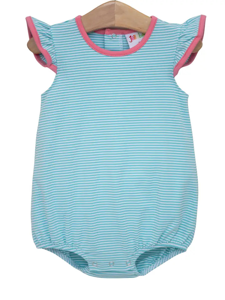 Mia Bubble- Dark Mint Stripe w/ Pink