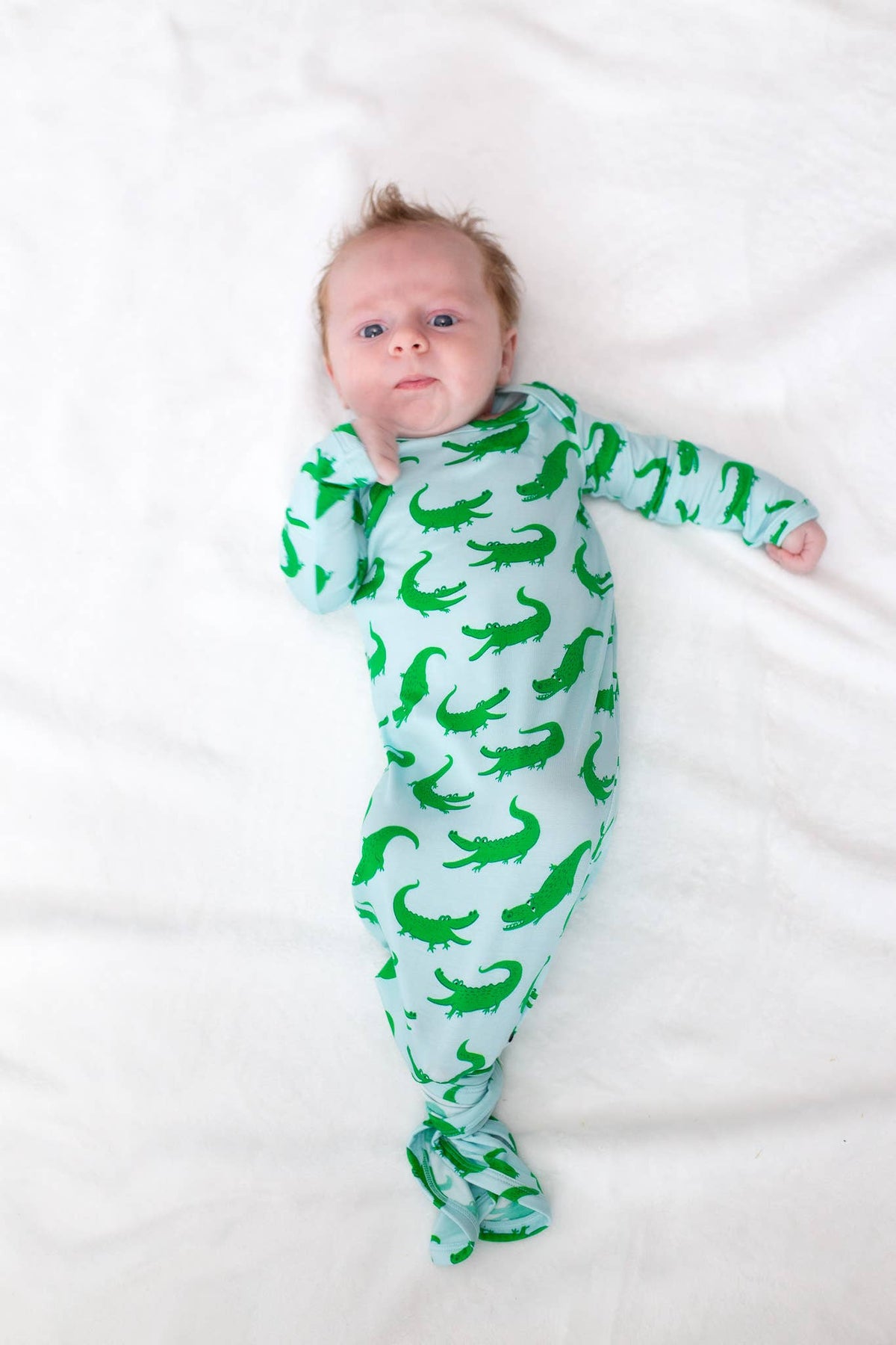 Blue Alligators - Knotted Infant Gown