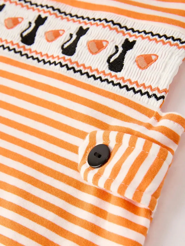 Black Cat Stripe Romper