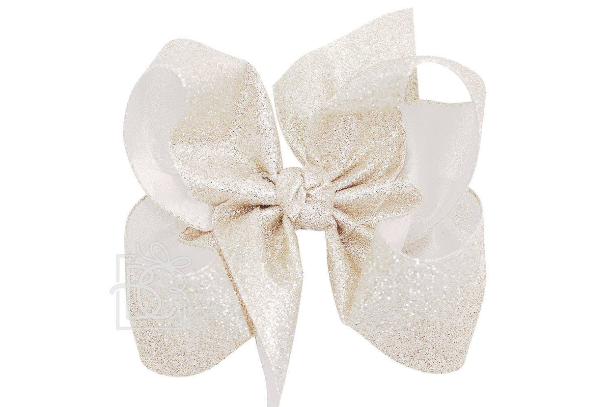 GLITTER METALLIC BOW ON CLIP