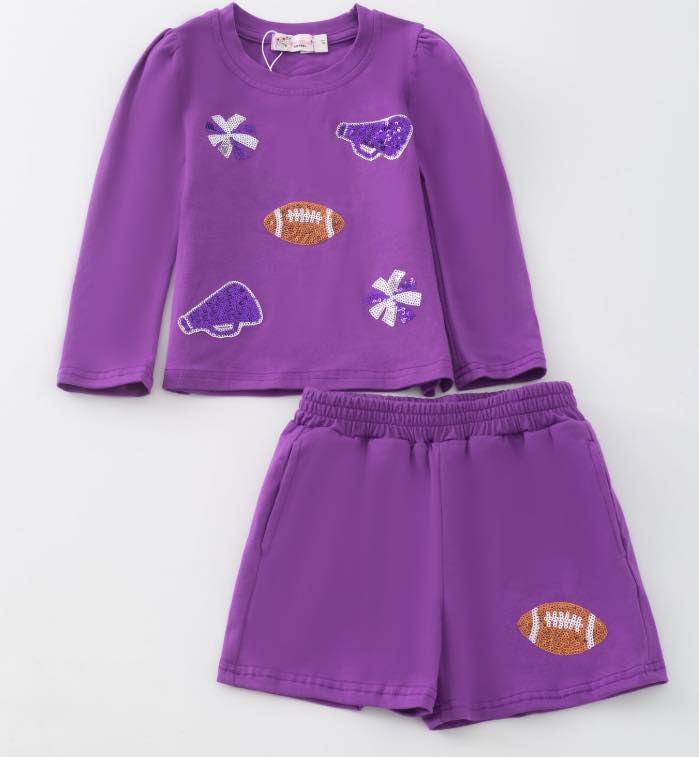 Purple Sequin Football Set