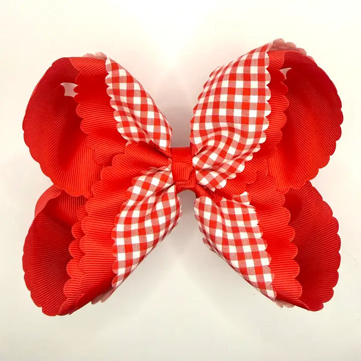 Red Gingham Scallop Bow