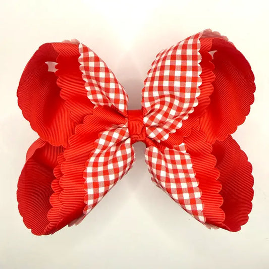 Red Gingham Scallop Bow