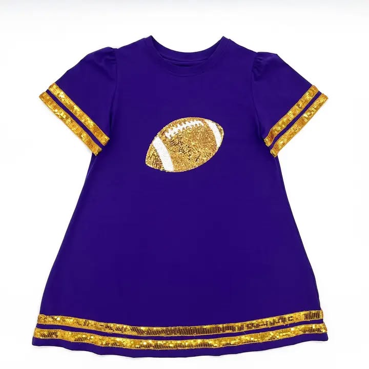 Purple & Gold Football Sequin Dress