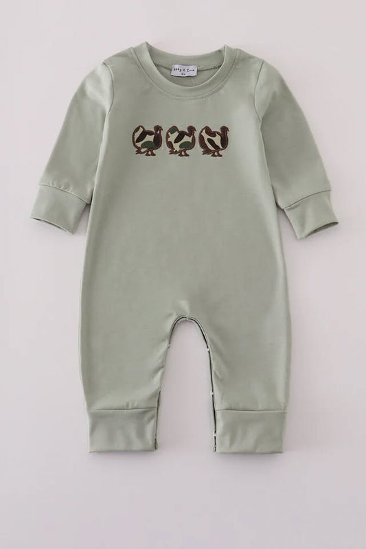 Sage camouflage turkey applique romper