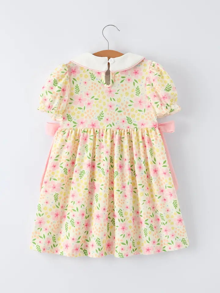 Pink Bunnies Floral Dress
