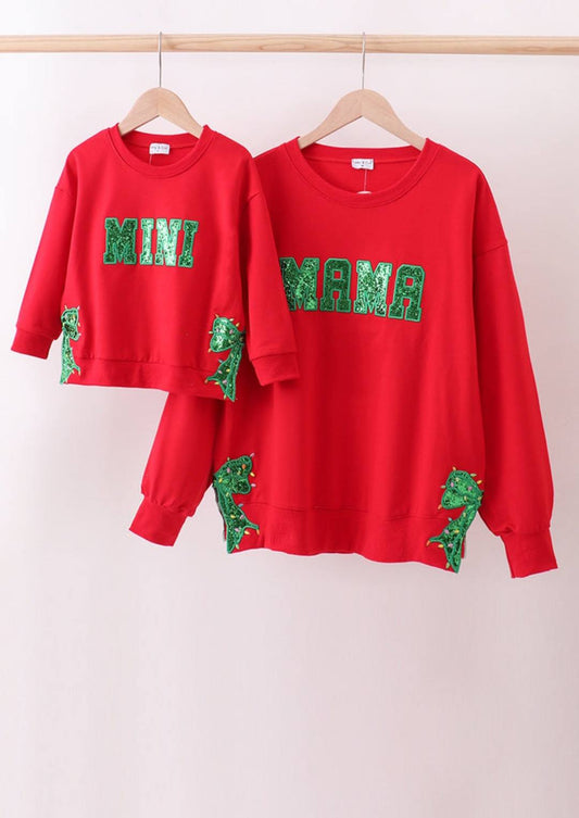 Red Mama & MIni Glitter Top