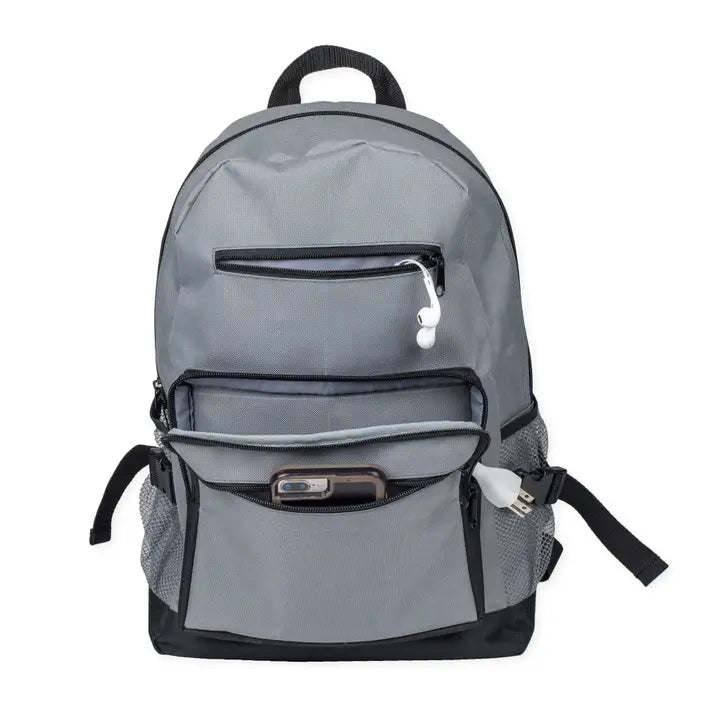 Stone Gray Laptop School Backpack