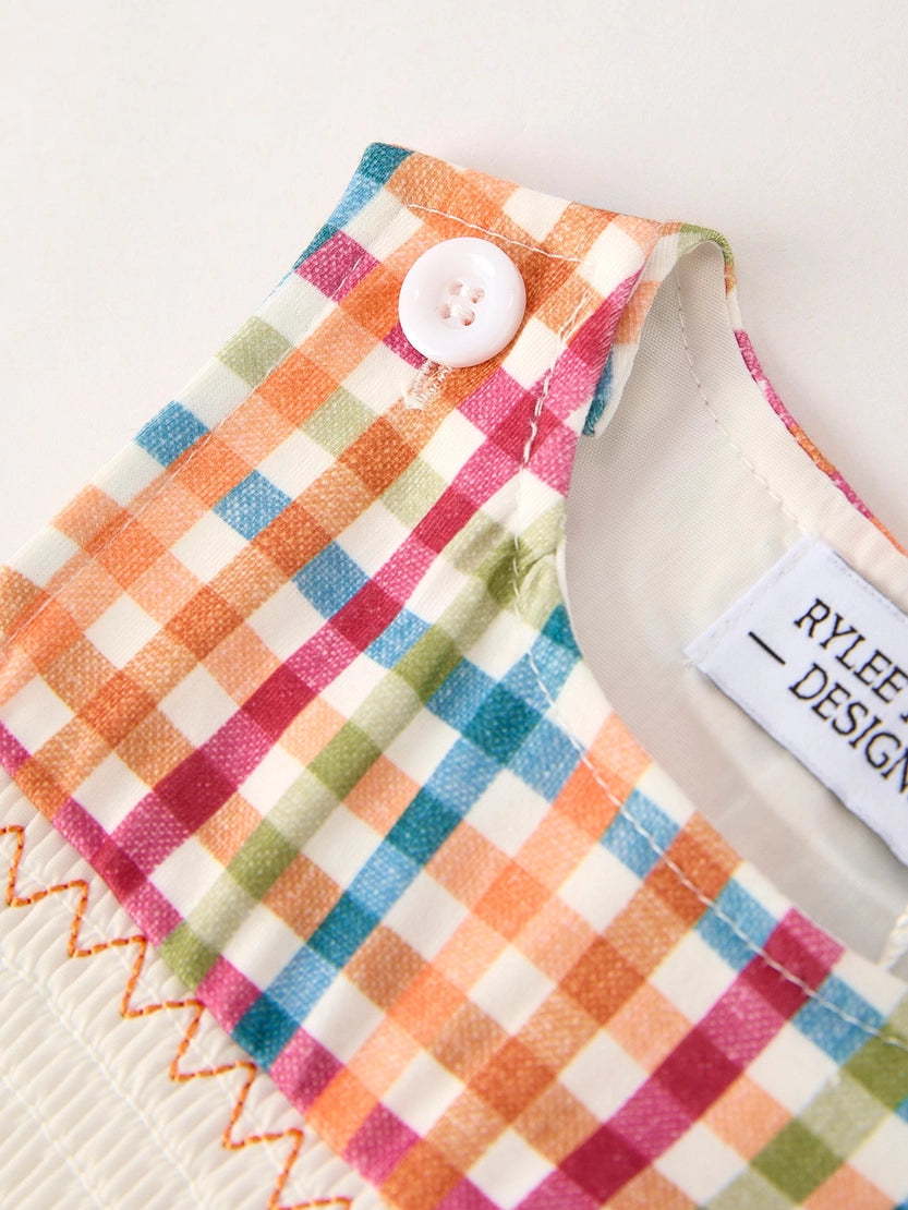 Fall Thanksgiving Color Plaid Turkey Boy Romper (ETA: Mid-July)