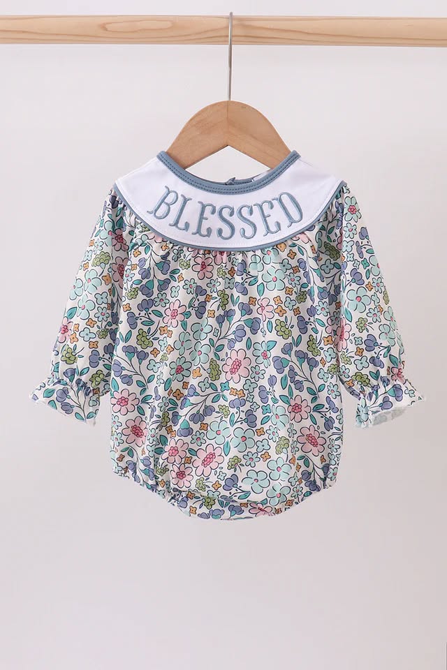 Blue Floral Blessed Bubble