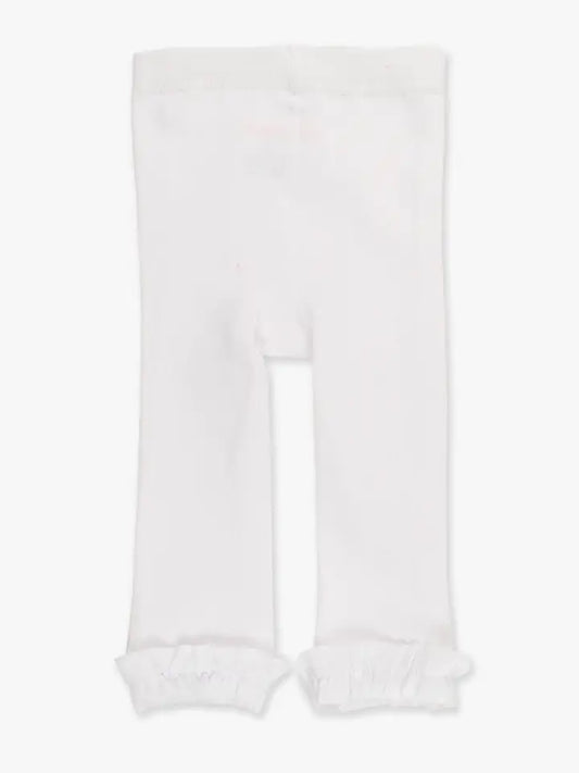 Girls White Footless Ruffle Tights