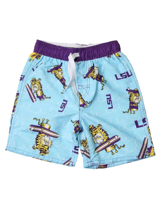 Wes & Willy Lsu Tigers Caricature Swim Trunk