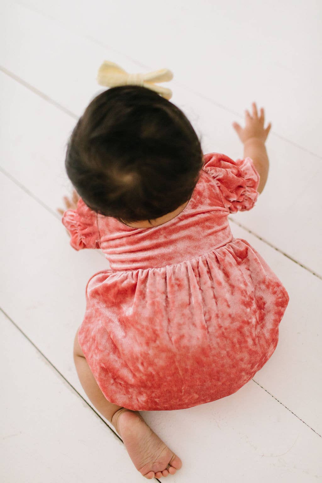 Quinn Romper in Pink Crushed Velvet | Ollie Jay