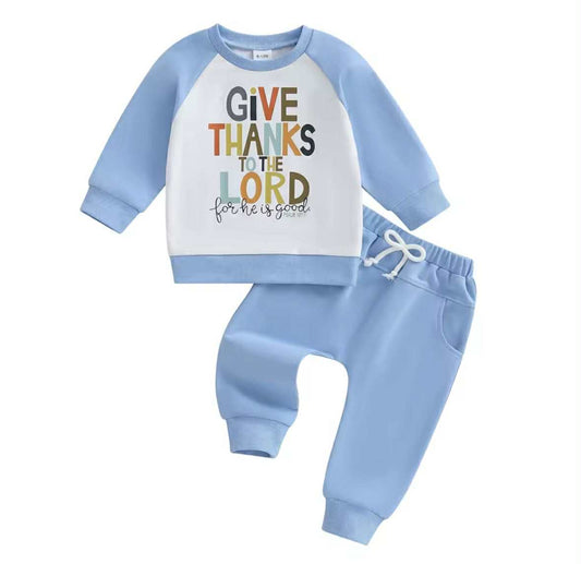 Give Thanks to the Lord Jogger - Blue (runs to larger side)