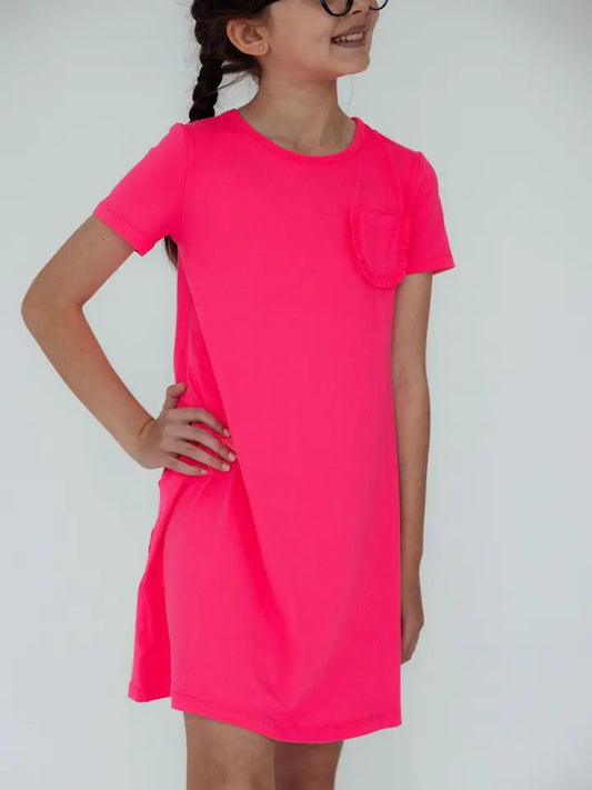 Neon Pink T-Shirt Dress | Mila & Rose