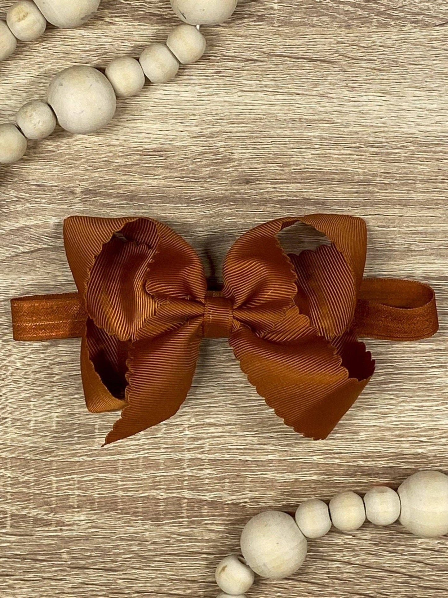 4.5" Classic Scalloped Hair Bow | Clip or Headband