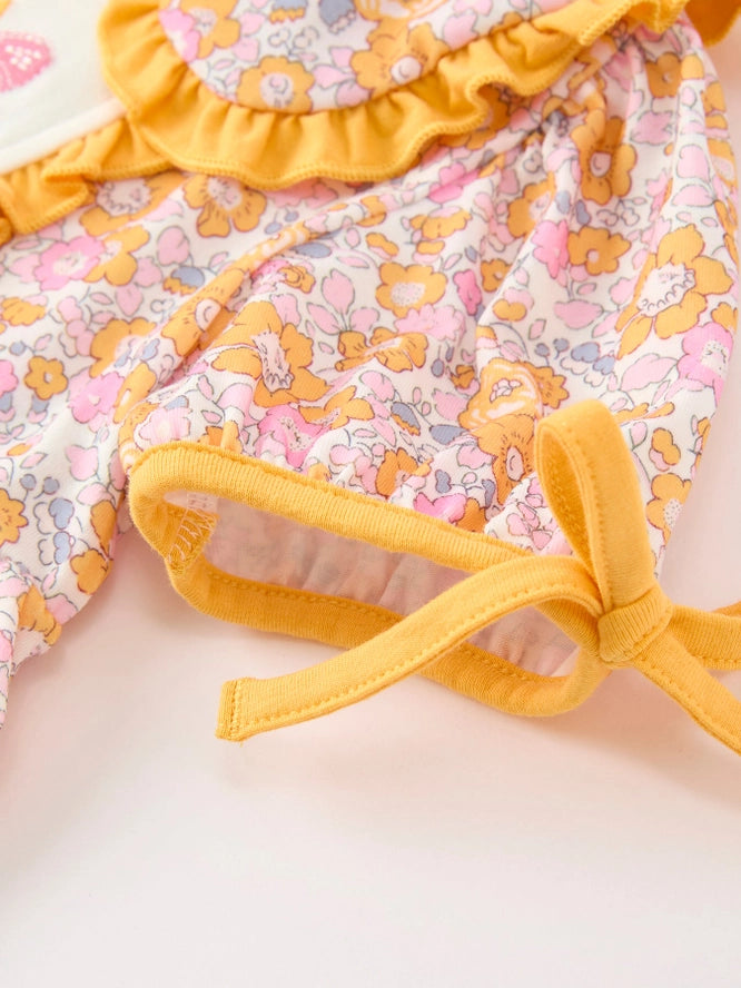 (PRESALE) Pumpkin Floral Girls Dress - (ETA End of July)