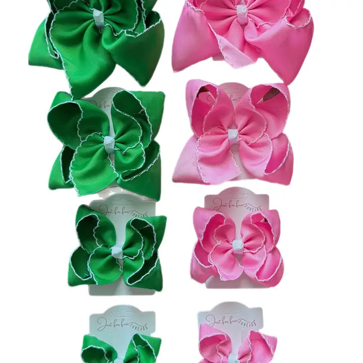 Signature Moonstitch Hair Bows – White Center