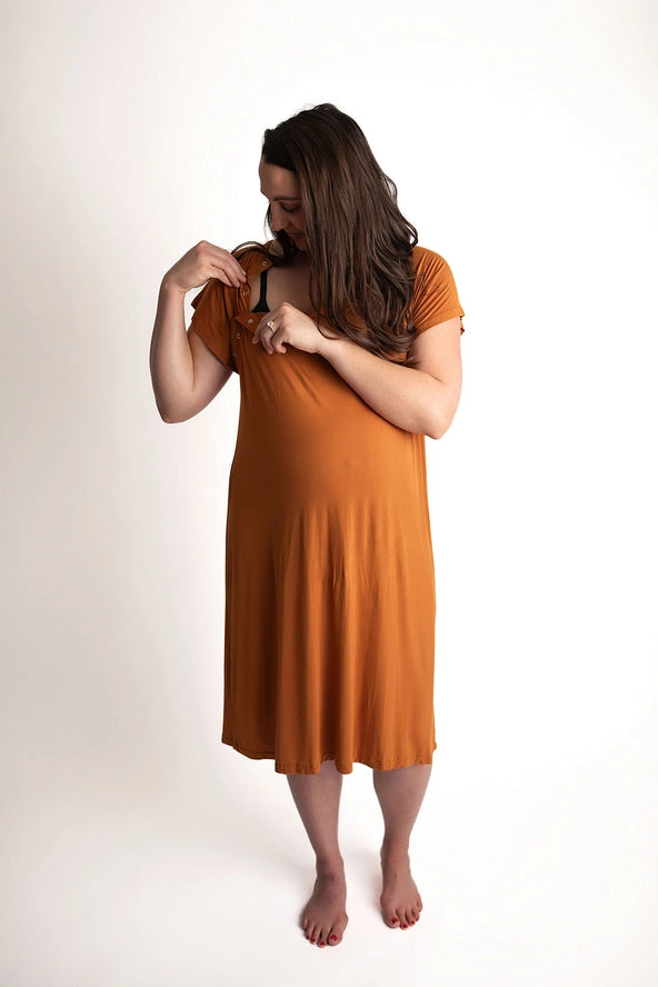 Saddle Orange Western Mommy Labor & Delivery/ Nursing Gown