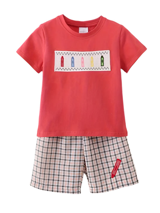 Plaid Crayon Boy Set