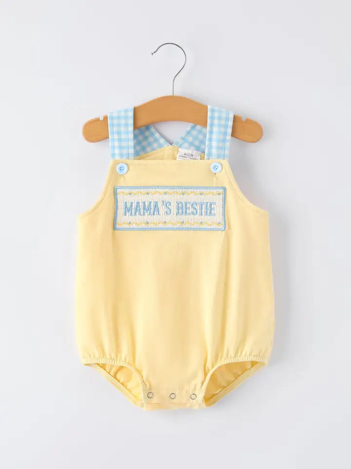 "Mama's Bestie " Embroidered Baby Boy Romper