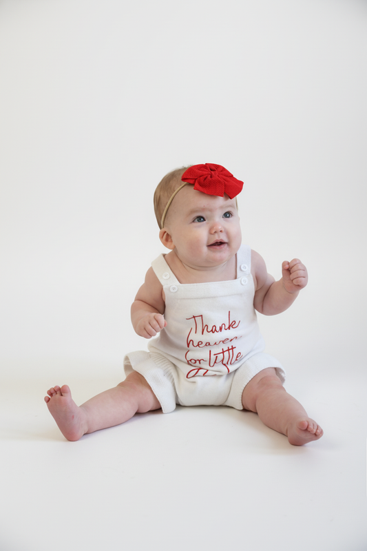 White Thank Heaven for Little Girls Romper