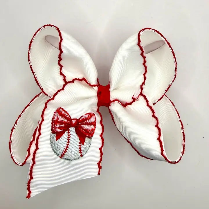 Baseball Moonstitch Bow (Luminous Sky) 5.5"