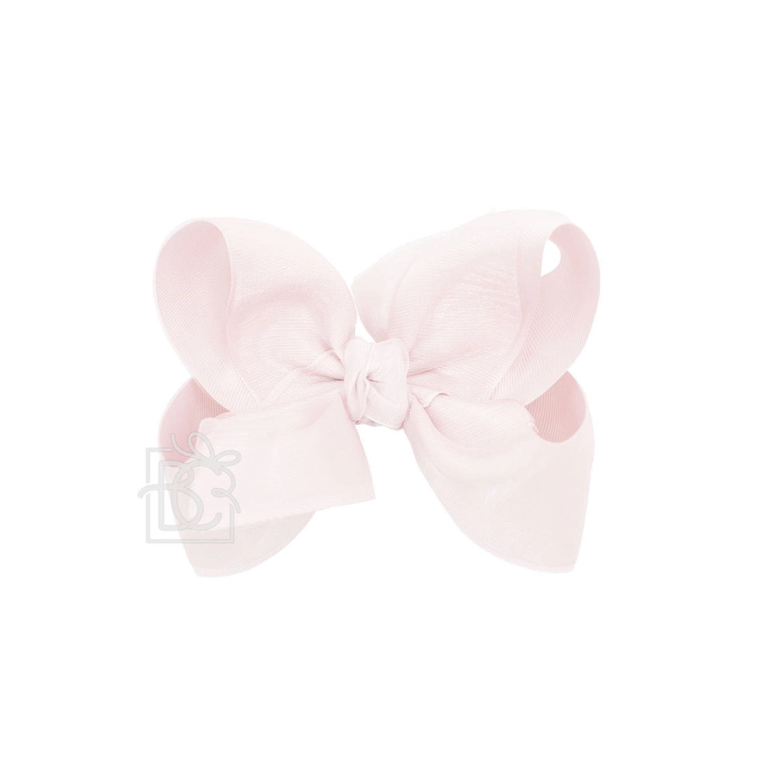 Powder Pink Layered Organza/Grosgrain Bow On Clip 5.5"