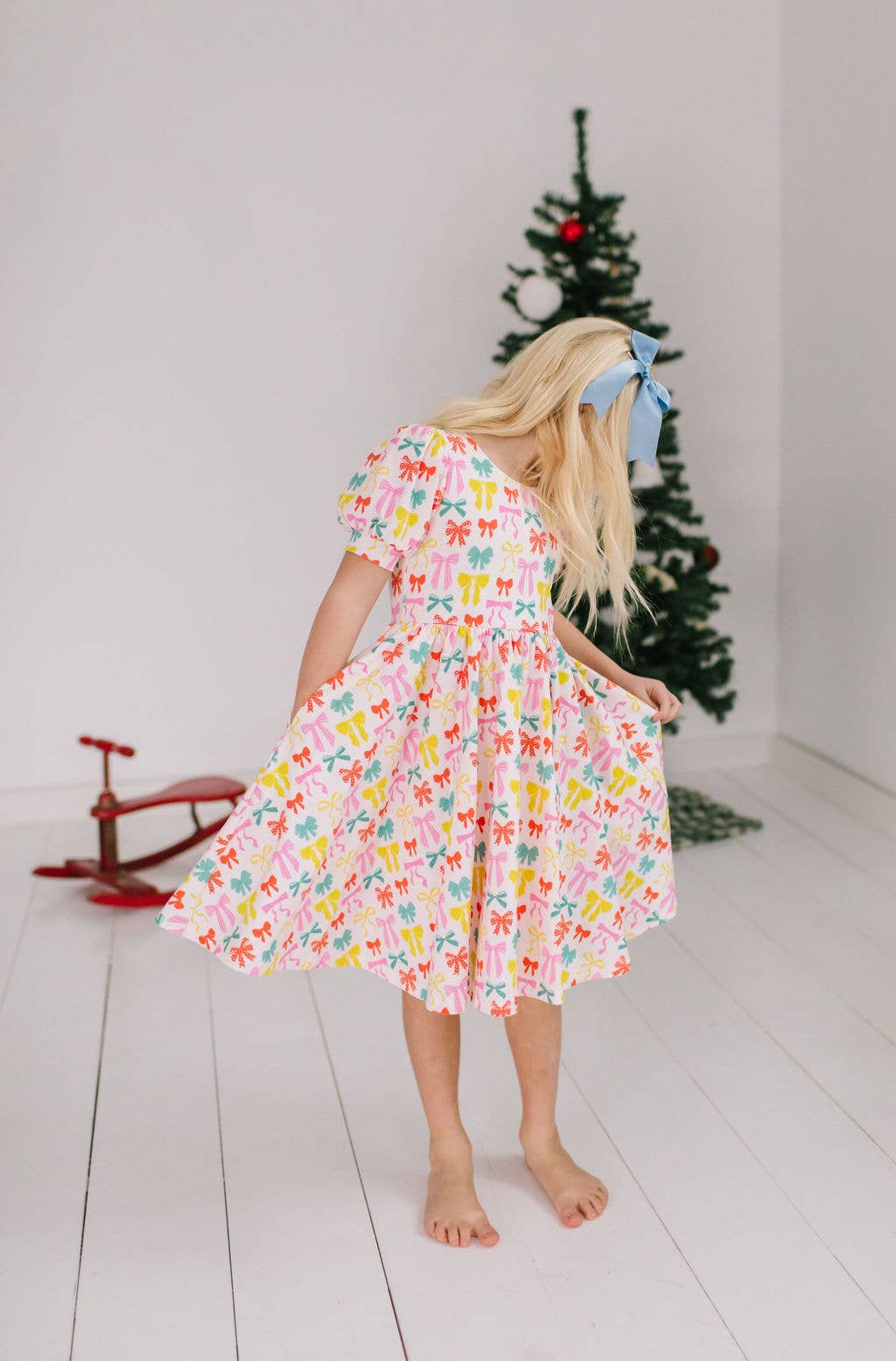 Puff Dress in Holiday Bows | Ollie Jay