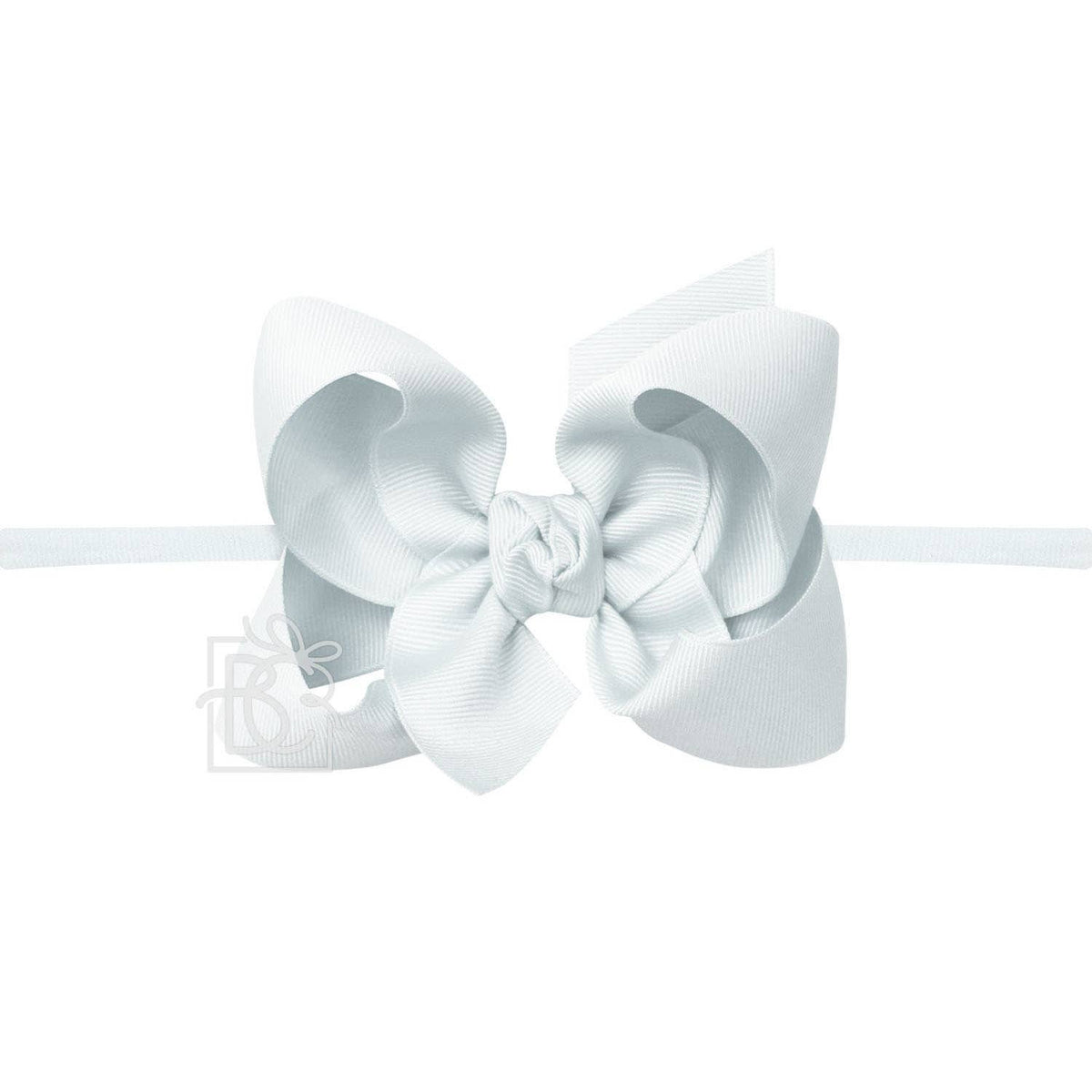 1/4" NYLON PANTYHOSE HEADBAND W/SIGNATURE GROSGRAIN BOW