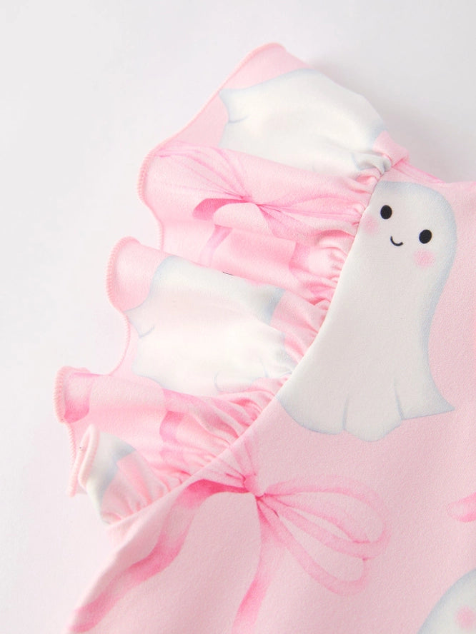 Halloween Pink Ghost Bow Flying Sleeve Dress (ETA: mid/late July)