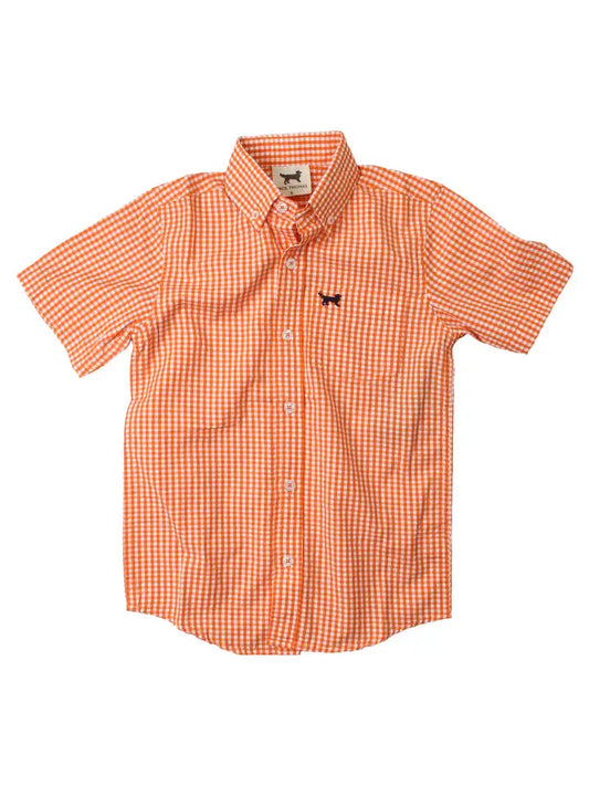 Wes & Willy Mini Gingham Short Sleeve Shirt/Orange