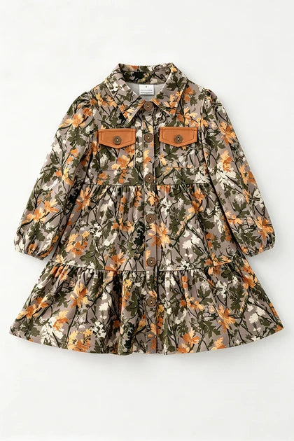 Camouflage girls tiered dress