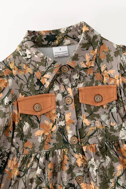 Camouflage girls tiered dress
