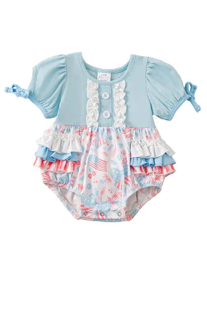 Baby Blue Patriotic Romper